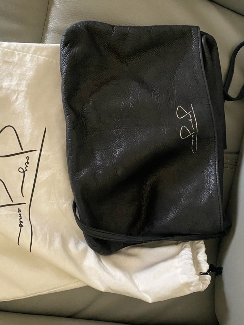 Joey James The Label Black Leather Crossbody Bag